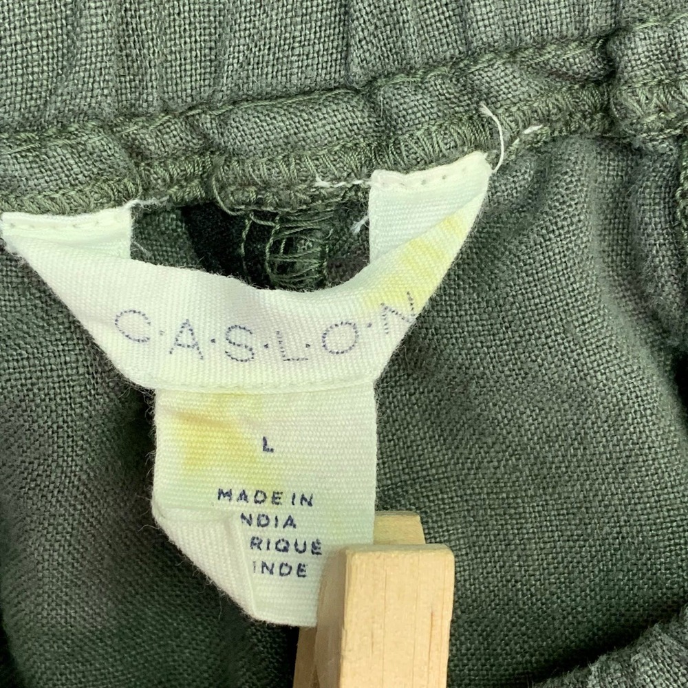 Caslon Womens Olive Green 100% Linen Blend Drawstring‎ Jogger Pants Size L - Picture 6 of 13